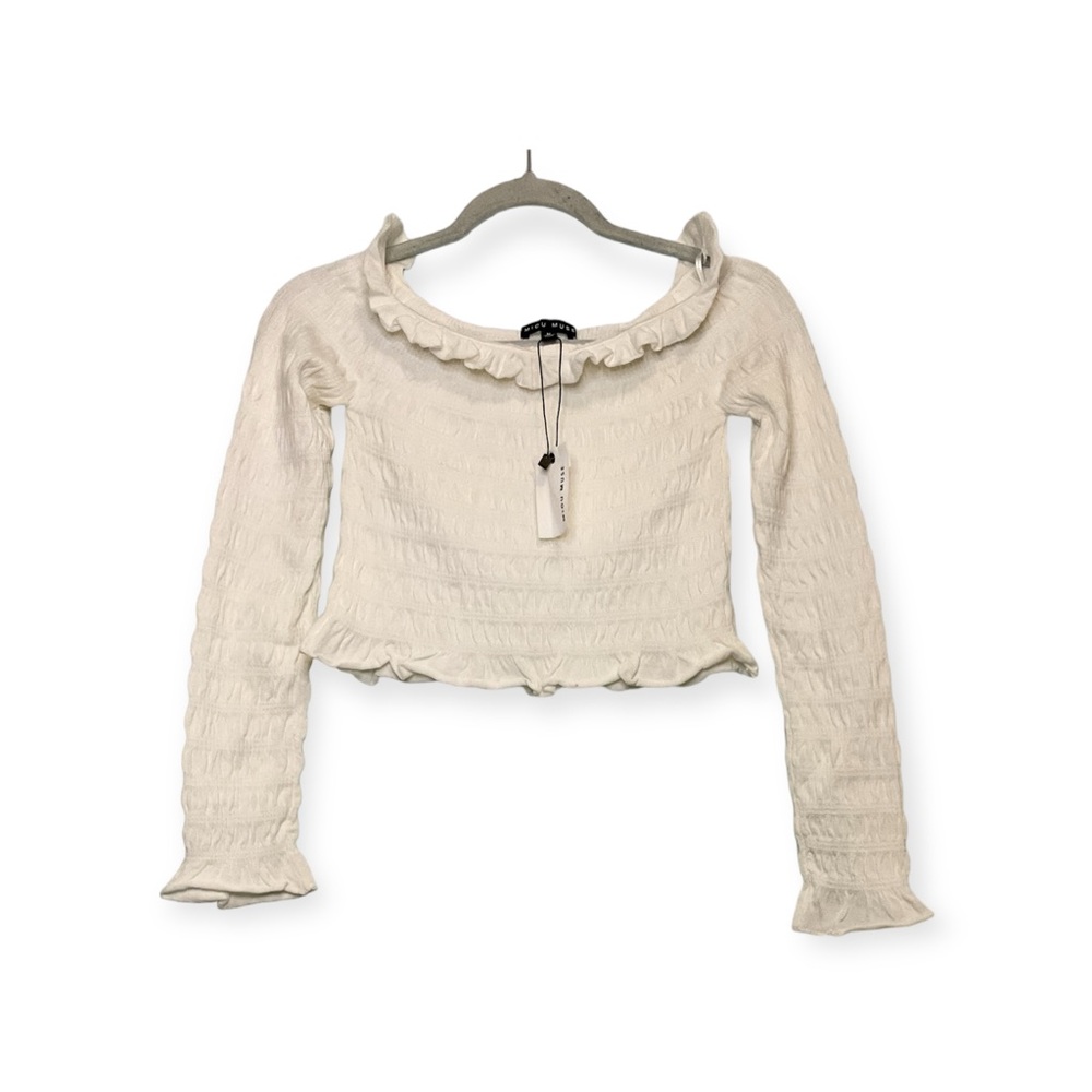 Women’s NWT Miou Muse white, cropped shirt, size‎ medium